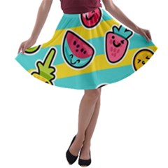 Summer Fruits Patterns A-line Skater Skirt by Vaneshart