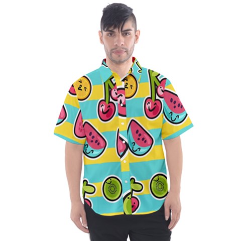 Summer Fruits Patterns Men s Short Sleeve Shirt by Vaneshart