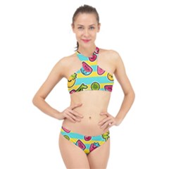 Summer Fruits Patterns High Neck Bikini Set by Vaneshart