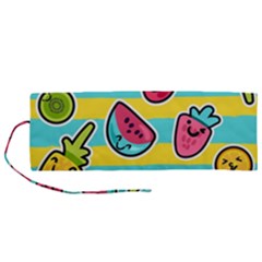 Summer Fruits Patterns Roll Up Canvas Pencil Holder (m)