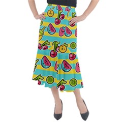 Summer Fruits Patterns Midi Mermaid Skirt by Vaneshart