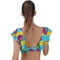 Summer Fruits Patterns Plunge Frill Sleeve Bikini Top View2