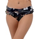 Beautiful Artistic Dark Tropical Pattern Frill Bikini Bottom View1