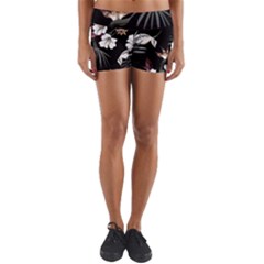 Beautiful Artistic Dark Tropical Pattern Yoga Shorts by Vaneshart