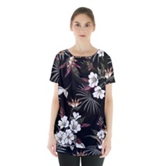 Beautiful Artistic Dark Tropical Pattern Skirt Hem Sports Top by Vaneshart