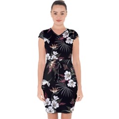 Beautiful Artistic Dark Tropical Pattern Capsleeve Drawstring Dress  by Vaneshart