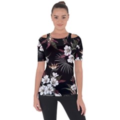 Beautiful Artistic Dark Tropical Pattern Shoulder Cut Out Short Sleeve Top by Vaneshart