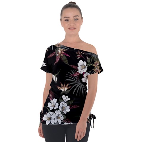 Beautiful Artistic Dark Tropical Pattern Tie-up Tee by Vaneshart