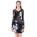 Beautiful Artistic Dark Tropical Pattern Long Sleeve V-neck Flare Dress View1