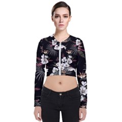 Beautiful Artistic Dark Tropical Pattern Long Sleeve Zip Up Bomber Jacket by Vaneshart