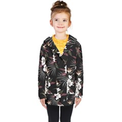 Beautiful Artistic Dark Tropical Pattern Kids  Double Breasted Button Coat by Vaneshart