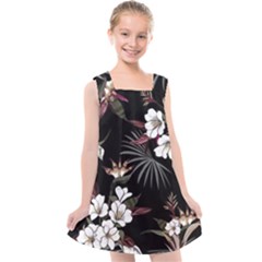 Beautiful Artistic Dark Tropical Pattern Kids  Cross Back Dress by Vaneshart