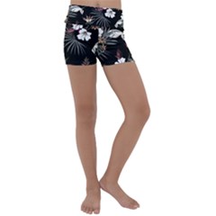 Beautiful Artistic Dark Tropical Pattern Kids  Lightweight Velour Yoga Shorts by Vaneshart