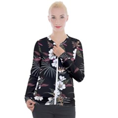 Beautiful Artistic Dark Tropical Pattern Casual Zip Up Jacket by Vaneshart