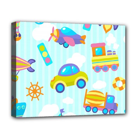 Transport Toy Seamless Pattern Deluxe Canvas 20  X 16  (stretched) by Vaneshart