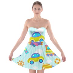 Transport Toy Seamless Pattern Strapless Bra Top Dress by Vaneshart