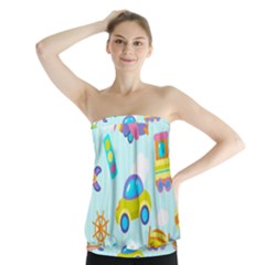 Transport Toy Seamless Pattern Strapless Top by Vaneshart