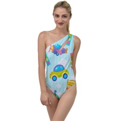 Transport Toy Seamless Pattern To One Side Swimsuit by Vaneshart