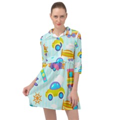 Transport Toy Seamless Pattern Mini Skater Shirt Dress