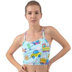 Transport Toy Seamless Pattern Mini Tank Bikini Top