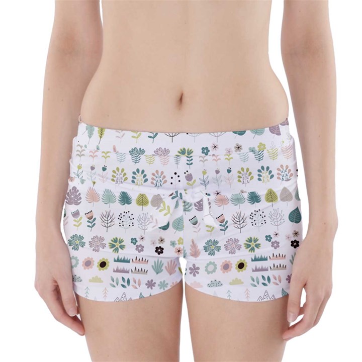 Cute Flowers Plants Big Collection Boyleg Bikini Wrap Bottoms