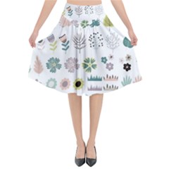 Cute Flowers Plants Big Collection Flared Midi Skirt by Vaneshart