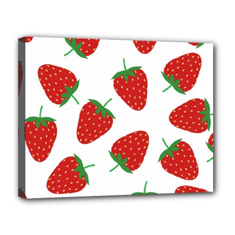 Seamless Pattern Fresh Strawberry Canvas 14  X 11  (stretched) by Vaneshart