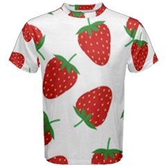 Seamless Pattern Fresh Strawberry Men s Cotton Tee by Vaneshart