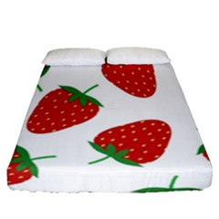 Seamless Pattern Fresh Strawberry Fitted Sheet (queen Size) by Vaneshart