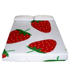 Seamless Pattern Fresh Strawberry Fitted Sheet (king Size) by Vaneshart