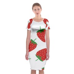 Seamless Pattern Fresh Strawberry Classic Short Sleeve Midi Dress by Vaneshart