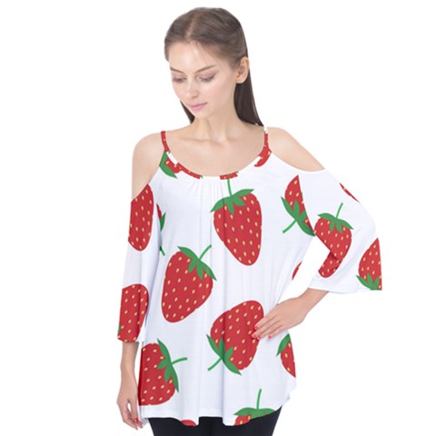 Seamless Pattern Fresh Strawberry Flutter Tees by Vaneshart