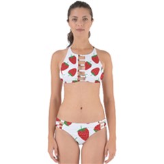 Seamless Pattern Fresh Strawberry Perfectly Cut Out Bikini Set by Vaneshart