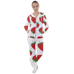 Seamless Pattern Fresh Strawberry Women s Tracksuit by Vaneshart