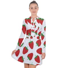 Seamless Pattern Fresh Strawberry Long Sleeve Panel Dress by Vaneshart