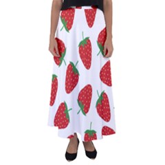 Seamless Pattern Fresh Strawberry Flared Maxi Skirt