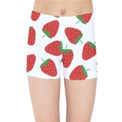 Seamless Pattern Fresh Strawberry Kids  Sports Shorts by Vaneshart