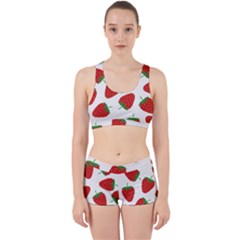 Seamless Pattern Fresh Strawberry Work It Out Gym Set by Vaneshart