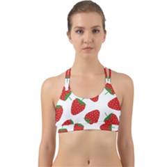 Seamless Pattern Fresh Strawberry Back Web Sports Bra by Vaneshart