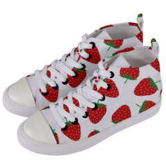 Seamless Pattern Fresh Strawberry Women s Mid-top Canvas Sneakers by Vaneshart