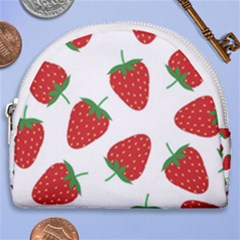 Seamless Pattern Fresh Strawberry Horseshoe Style Canvas Pouch by Vaneshart