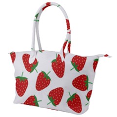 Seamless Pattern Fresh Strawberry Canvas Shoulder Bag by Vaneshart