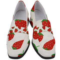 Seamless Pattern Fresh Strawberry Women s Chunky Heel Loafers by Vaneshart