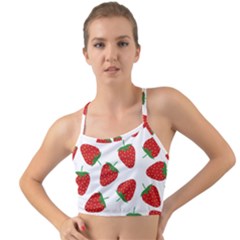 Seamless Pattern Fresh Strawberry Mini Tank Bikini Top