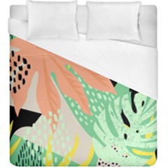 Abstract Seamless Pattern With Tropical Leaves Hand Draw Texture Vector Duvet Cover (king Size) by Vaneshart