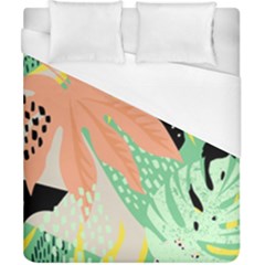 Abstract Seamless Pattern With Tropical Leaves Hand Draw Texture Vector Duvet Cover (california King Size) by Vaneshart