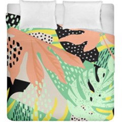 Abstract Seamless Pattern With Tropical Leaves Hand Draw Texture Vector Duvet Cover Double Side (king Size) by Vaneshart