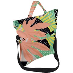 Abstract Seamless Pattern With Tropical Leaves Hand Draw Texture Vector Fold Over Handle Tote Bag by Vaneshart