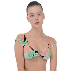 Abstract Seamless Pattern With Tropical Leaves Hand Draw Texture Vector Cap Sleeve Ring Bikini Top by Vaneshart