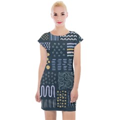 Mixed Background Patterns Cap Sleeve Bodycon Dress by Vaneshart